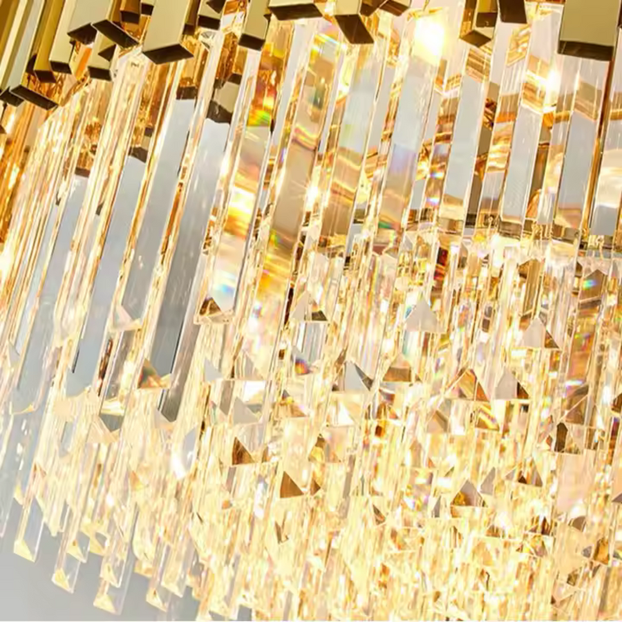 BLOIS Eleganza Crystal Chandelier, Diameter 50cm, 8x E14, Shiny Gold, Adjustable Height Crystal Chandeliers Default Title Alessandro Design