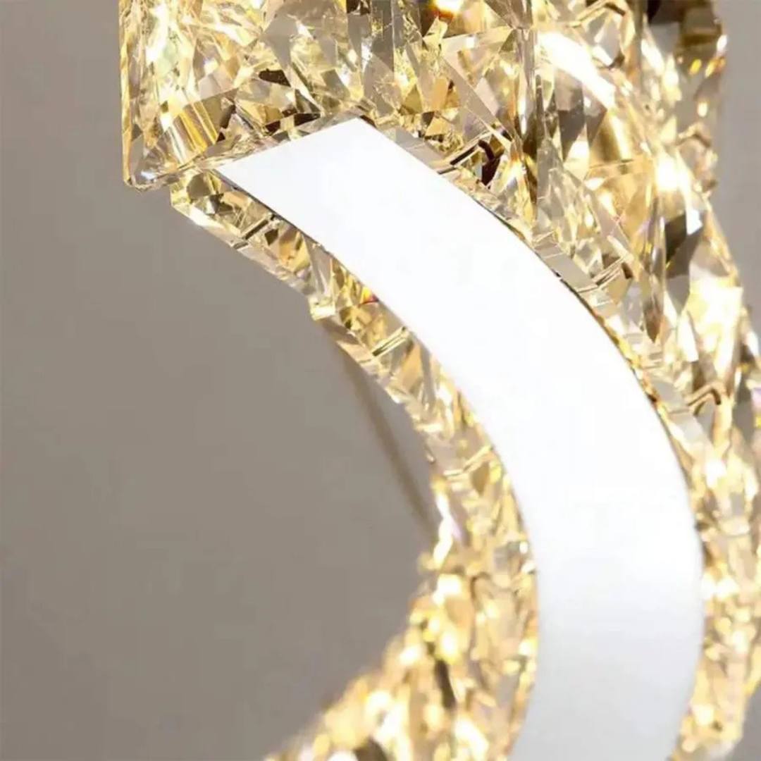 Lustra LED suspendata cu telecomanda si cristal MIA Yonca, 34W, 1 Cerc, lumina Rece/Calda/Neutra, Dimabila, Crom Lucios Lustre LED cu Telecomanda Default Title Alessandro Design