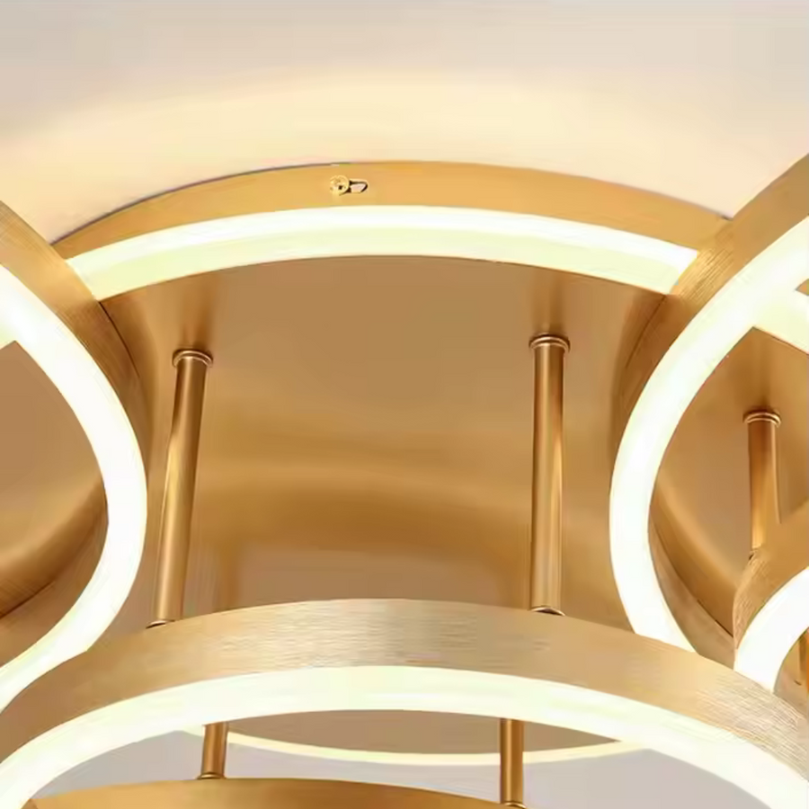 LED Chandelier with remote control RIGA LILITH 68W, 3 Circles, Cold/Warm/Neutral light, Dimmable, Shiny Gold LED Chandeliers with Remote Control Default Title Alessandro Design