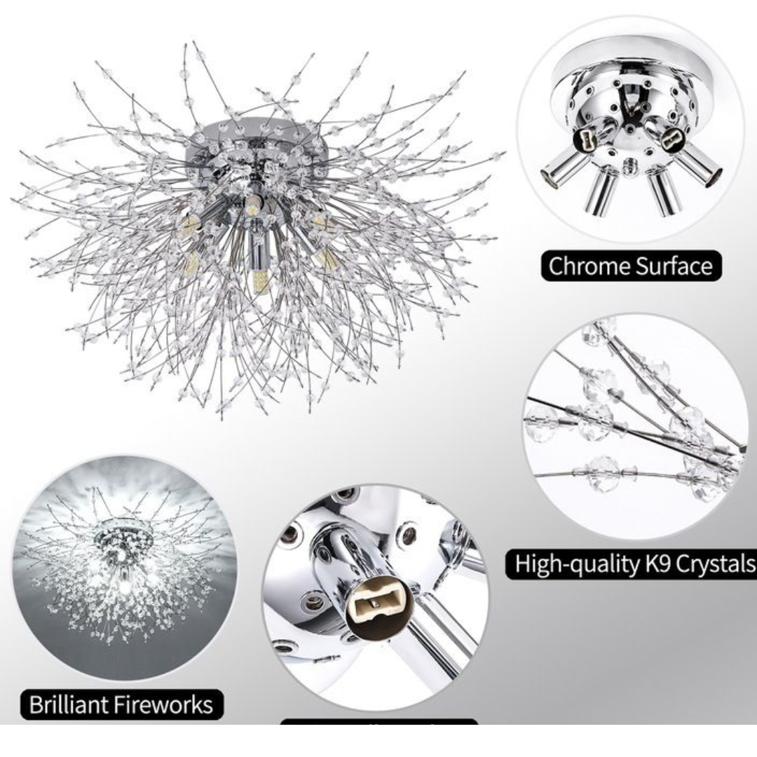 Crystal Chandelier RONDO Vivace, 5x G9, Diameter 40cm, Shiny Silver Modern Chandeliers Default Title Alessandro Design