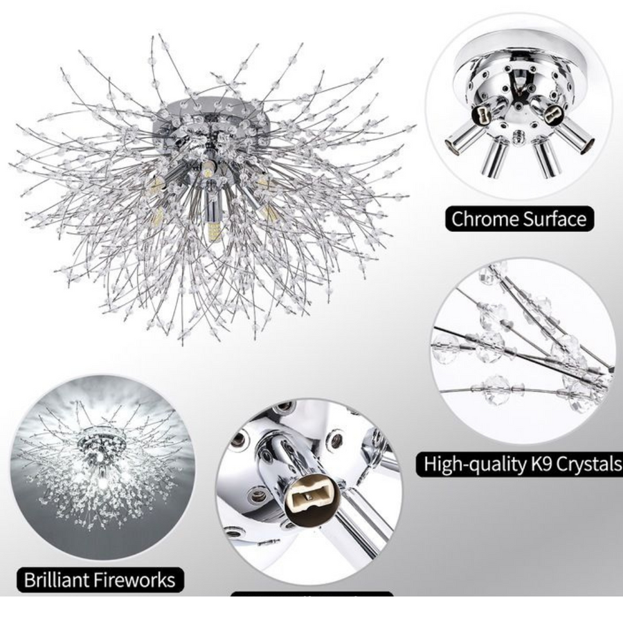 Crystal Chandelier RONDO Vivace, 5x G9, Diameter 40cm, Shiny Silver Modern Chandeliers Default Title Alessandro Design