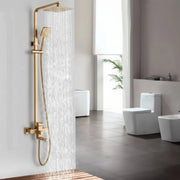 SET Coloana de dus cu baterie, Inox, Para patrata, Efect ploaie, 3 functii, Montare pe perete, Finisaj Auriu Periat, Accesorii Incluse Baterii & Coloane de Duș Default Title Alessandro Design