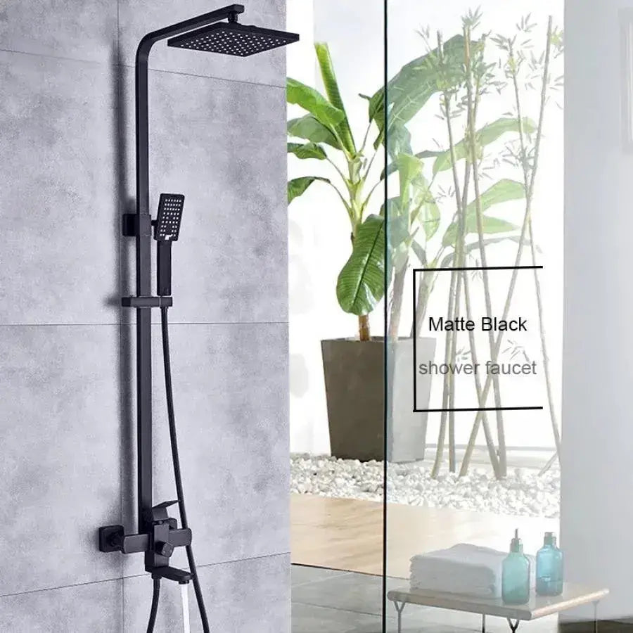 Shower Column SET, Stainless Steel, Square Para, Rain Effect, 3 Functions, Wall Mounted, Satin Black, Accessories Included, HS007 Faucets & Shower Columns Default Title Alessandro Design