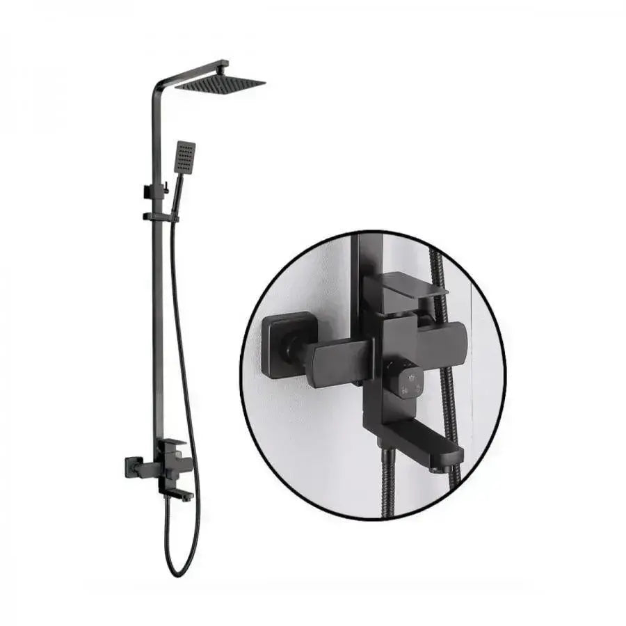 Shower Column SET, Stainless Steel, Square Para, Rain Effect, 3 Functions, Wall Mounted, Satin Black, Accessories Included, HS007 Faucets & Shower Columns Default Title Alessandro Design