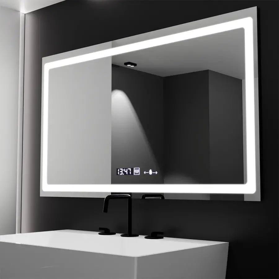Rectangular LED Mirror, 120X70cm, Radiant MotionGlow Sensor Marcello, De-fogging System, Clock & Thermometer, Dimable Marcello Mirrors Default Title Alessandro Design