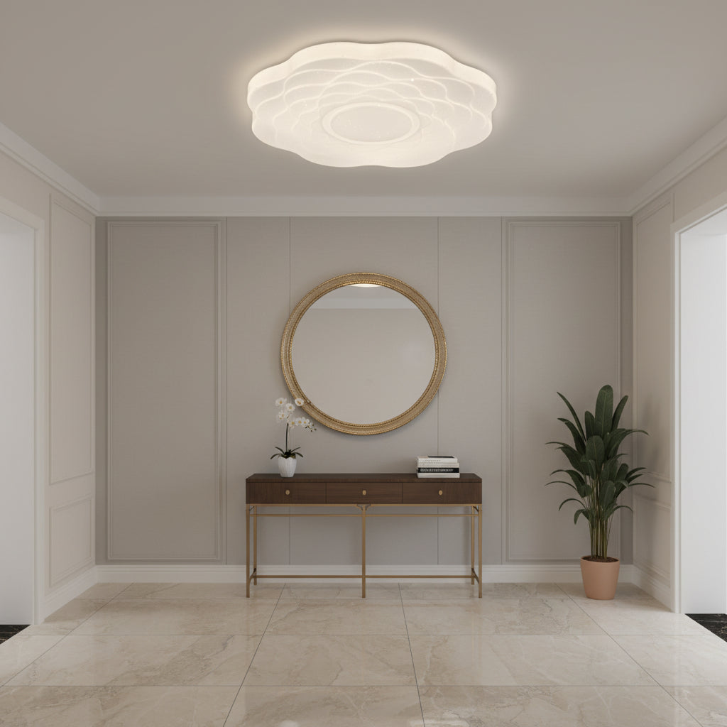 Plafonieră LED Floare 23 cm, 22W, 3000K / 4000K / 6000K, Alb, Metal si Acril Plafoniere LED Default Title Alessandro Design