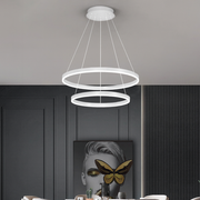 Lustra LED suspendata cu telecomanda CASIANA 41W, 2 Cercuri, lumina Rece/Calda/Neutra, Dimabila, Alb, Inaltime Reglabila Lustre LED cu Telecomanda Default Title Alessandro Design