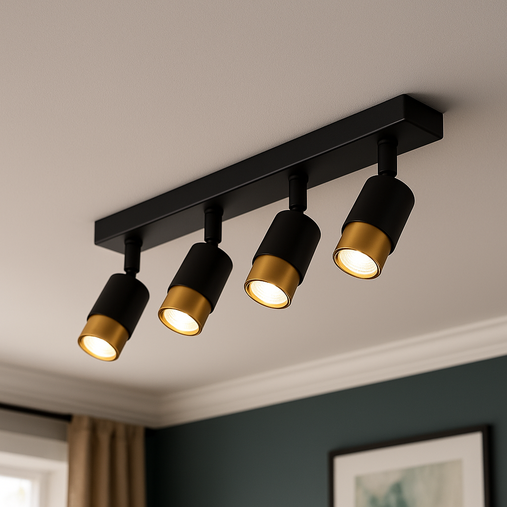 LED Projector with 4xGU10 Spotlights, Gold, Metal and Acrylic Modern Bulb Chandeliers Default Title Alessandro Design