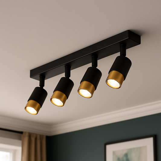 LED Projector with 4xGU10 Spotlights, Gold, Metal and Acrylic Modern Bulb Chandeliers Default Title Alessandro Design