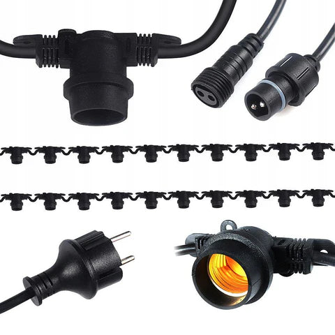 Ghirlanda 10 surse de lumina 10M 10xE27 Negru IP65 Corp de iluminat - instalatii Default Title Alessandro Design