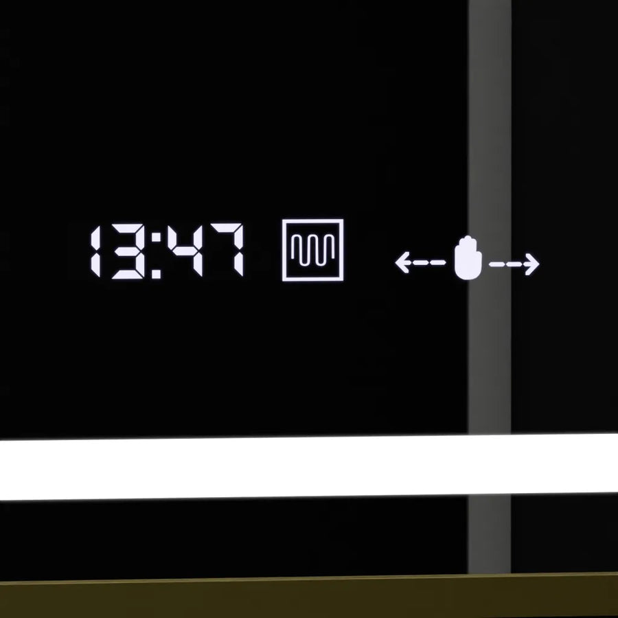Rectangular LED Mirror, 100x80cm, Verite Royale Gold Motion Glow Marcello, Demisting System, Clock & Thermometer, Dimable Mirrors Marcello Default Title Alessandro Design