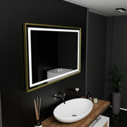 Rectangular LED Mirror, 100x80cm, Verite Royale Gold Motion Glow Marcello, Demisting System, Clock & Thermometer, Dimable Mirrors Marcello Default Title Alessandro Design
