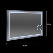 Rectangular LED mirror, 80x60cm, CANTO Touch, Demister System, Dimmable