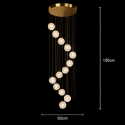 Candelabru Cristal MILLE, 13xG9 , Diametru 60cm x Inaltime 180cm, Cristal si Metal, Auriu