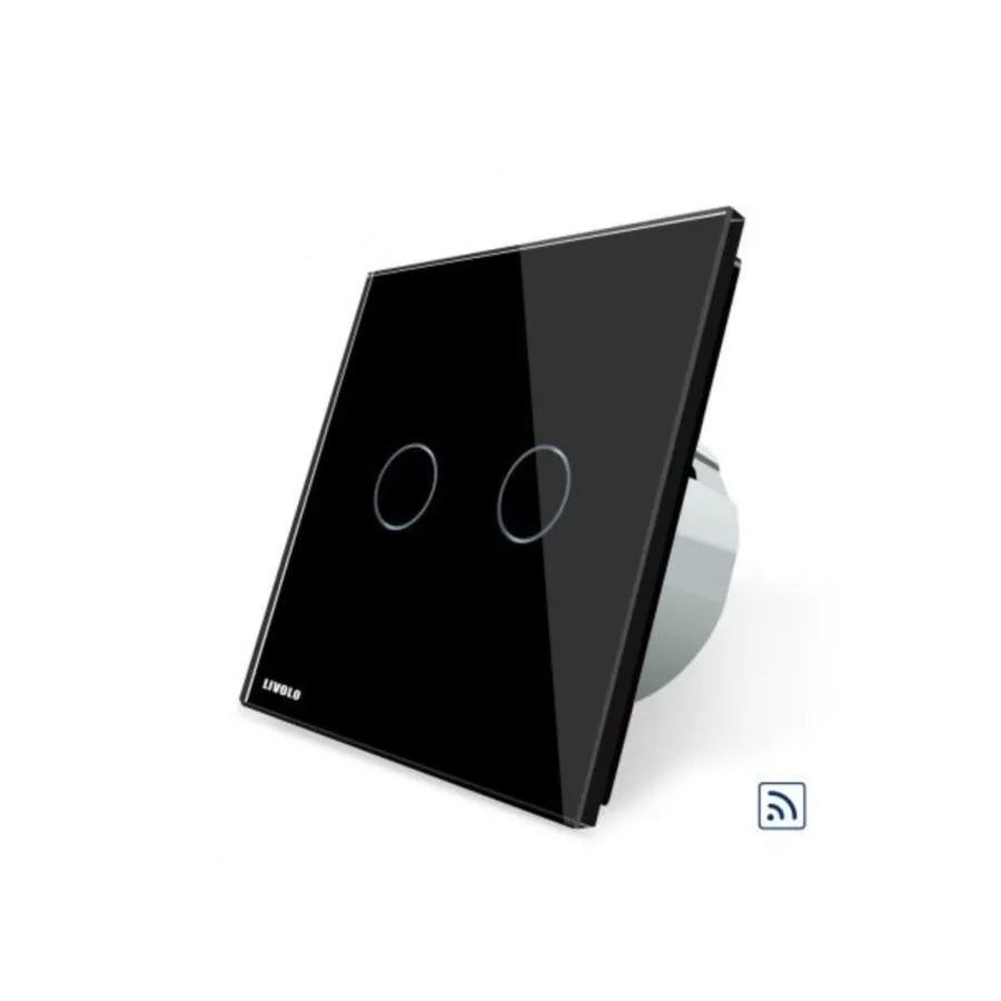 Touch Wireless Switch, Double, Black, Secure Glass, Livolo Default Title Alessandro Design