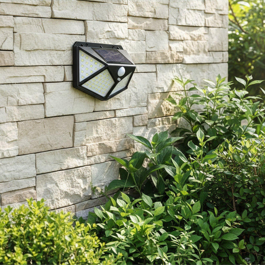 Solar Lamp with Motion Sensor, 100 LEDs, IP.65, Black Outdoor wall lights Default Title Alessandro Design