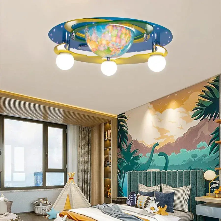 BETI Children's Chandelier with Rotating Globe, 3xE27, Integrated Bluetooth Speaker, Blue Children's Chandeliers Default Title Alessandro Design