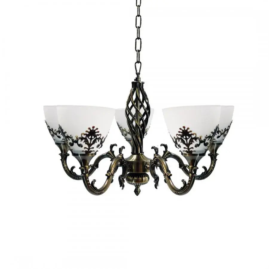 Rustic Chandelier COTTAGE, 5XE27, Antique Bronze, Metal and Glass Classic Candelabra Default Title Alessandro Design