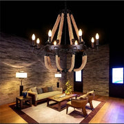 Circular Chandelier, 8xE14, Black, Metal and String Vintage Chandelier Default Title Alessandro Design