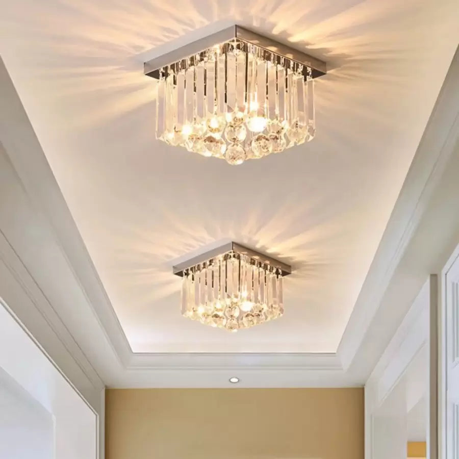 Crystal Chandelier MARTINEZ Linear Luxe, Diameter 35cm, 4x E14, Shiny Chrome Candelabre Moderne Default Title Alessandro Design