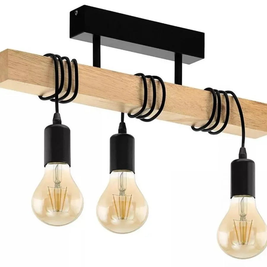 Ema Chandelier, 3xE27, Brown, Metal and Wood Industrial Chandeliers Default Title Alessandro Design
