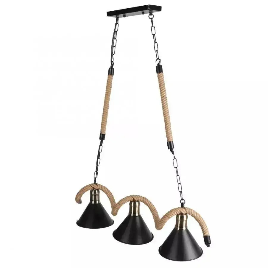 Rope Chandelier, 3xE27, Brown, Metal and String LV570/3BK Vintage Chandeliers Default Title Alessandro Design