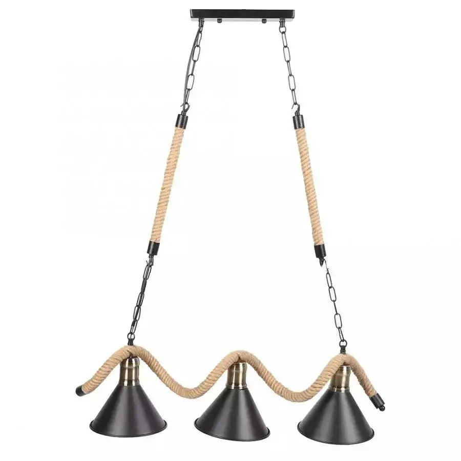 Rope Chandelier 3xE27, Brown, Metal and String Vintage Chandeliers Default Title Alessandro Design