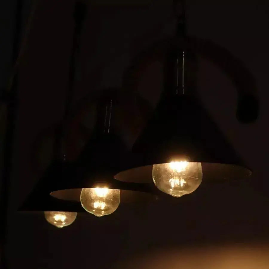 Rope Chandelier 3xE27, Brown, Metal and String Vintage Chandeliers Default Title Alessandro Design