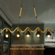 Rope Chandelier, 5xE27, Brown, Metal and String LV570/5BK Vintage Chandeliers Default Title Alessandro Design