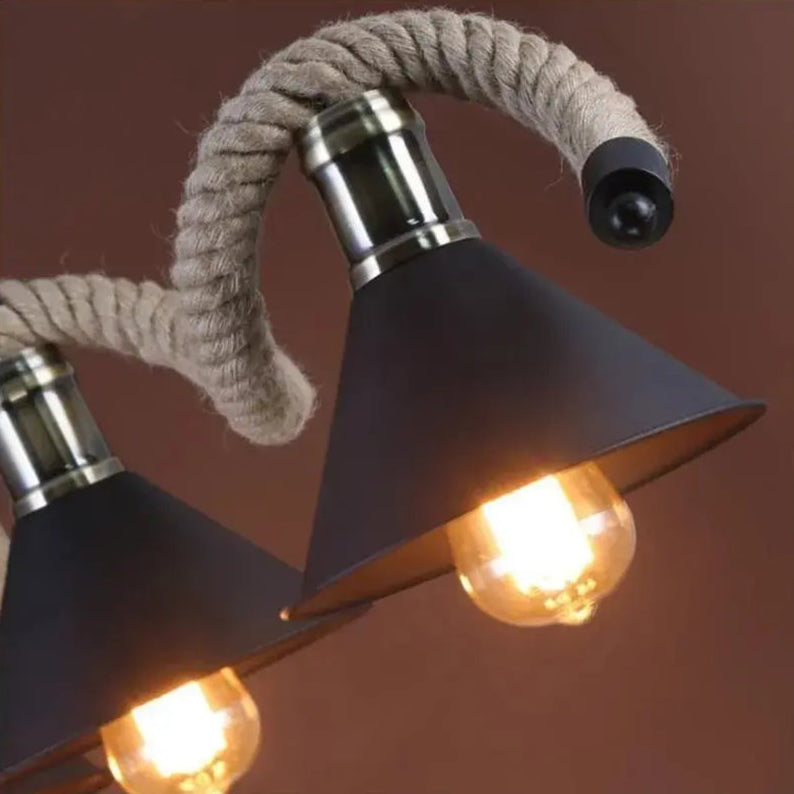 Rope Chandelier, 5xE27, Brown, Metal and String LV570/5BK Vintage Chandeliers Default Title Alessandro Design