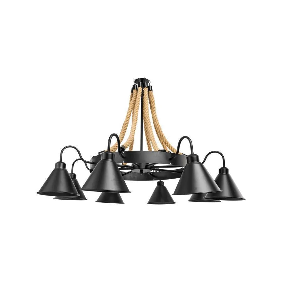 Indiana Chandelier, 8xE27, Metal and Rope, Brown Vintage Chandeliers Default Title Alessandro Design
