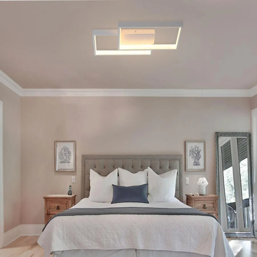 LED chandelier with remote control LANDYN 37W, 2 Squares, Cold/Warm/Neutral light, Dimmable, White LED chandelier with remote control Default Title Alessandro Design