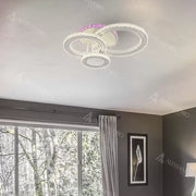LED chandelier with remote control and crystal LEOCADIA RGB 134W, 3 Circles, Cold/Warm/Neutral light, Dimmable, White Crystal LED Chandelier Default Title Alessandro Design