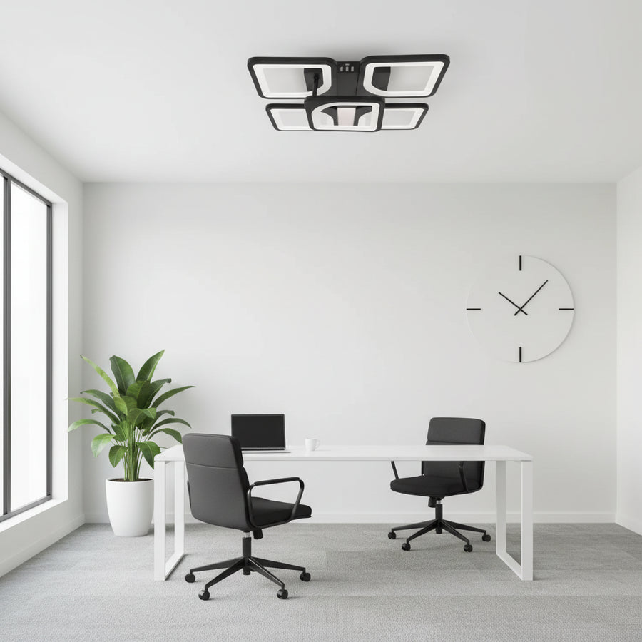 LED chandelier with remote control ZOE 65W, 5 Squares, Cold/Warm/Neutral light, Dimmable, Black LED chandeliers with remote control Default Title Alessandro Design