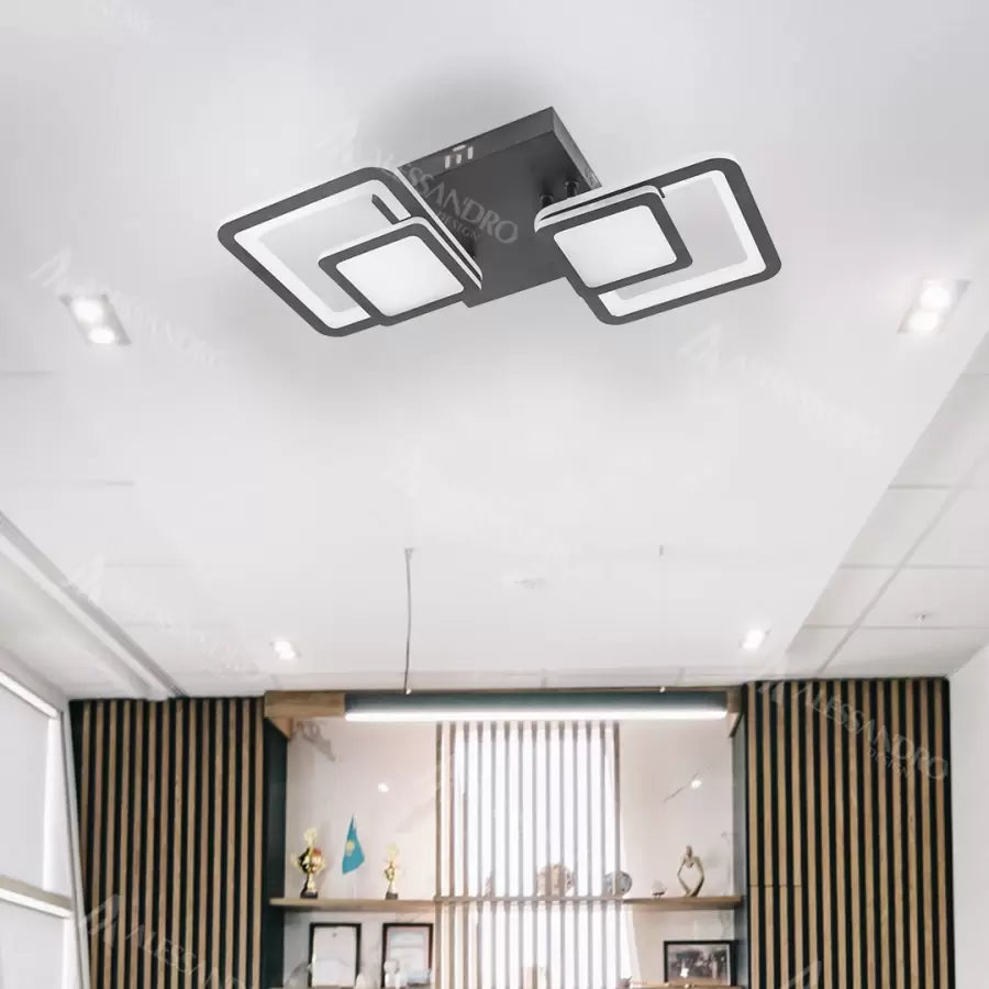 LED Chandelier with Remote Control BALANS 44W, 2 Squares, Cold/Warm/Neutral Light, Dimmable, Black LED Chandeliers with Remote Control Default Title Alessandro Design