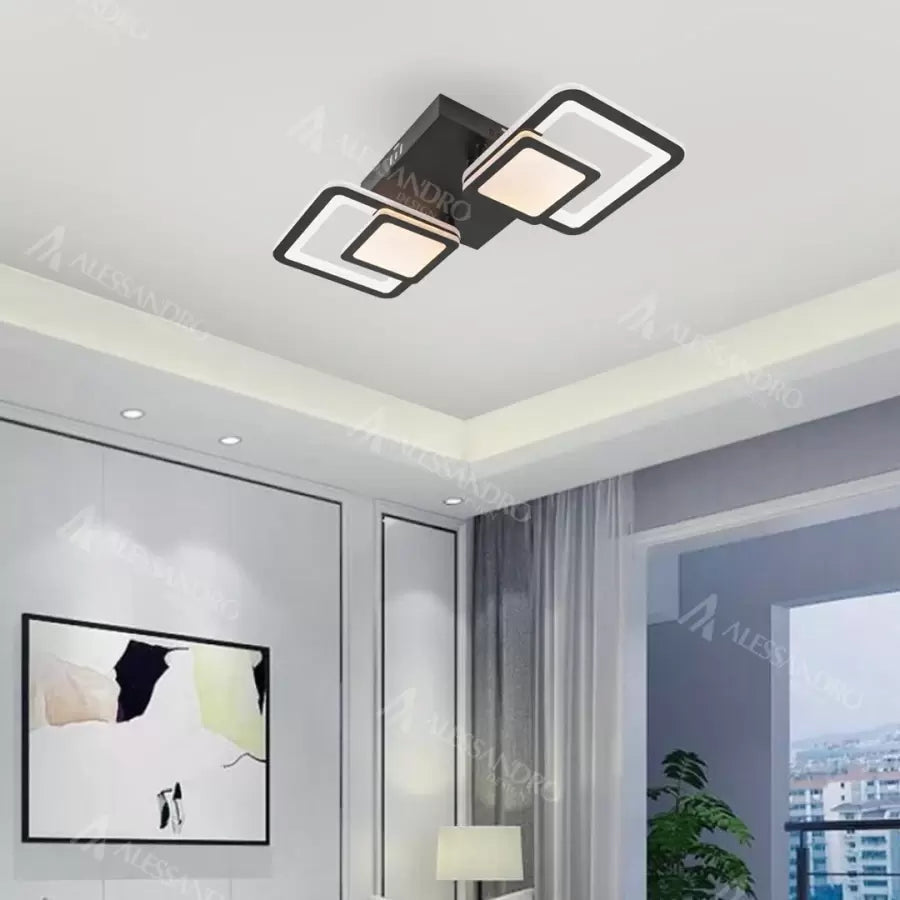 LED Chandelier with Remote Control BALANS 44W, 2 Squares, Cold/Warm/Neutral Light, Dimmable, Black LED Chandeliers with Remote Control Default Title Alessandro Design