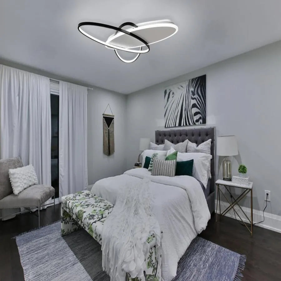 LED Chandelier with remote control LIGURIA 77W, 3 Ovals, Cold/Warm/Neutral light, Dimmable, Black White LED Chandeliers with Remote Control Default Title Alessandro Design