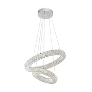 Suspended LED chandelier with remote control and crystal CANAAN 80W, 2 Circles, Cold/Warm/Neutral light, Dimmable, Shiny Chrome, Adjustable Height Modern Chandeliers Default Title Alessandro Design