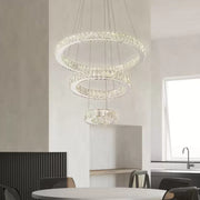 Suspended LED chandelier with remote control and crystal CANAAN 120W, 3 Circles, Cold/Warm/Neutral light, Dimmable, Shiny Chrome, Adjustable Height Crystal LED Chandeliers Default Title Alessandro Design