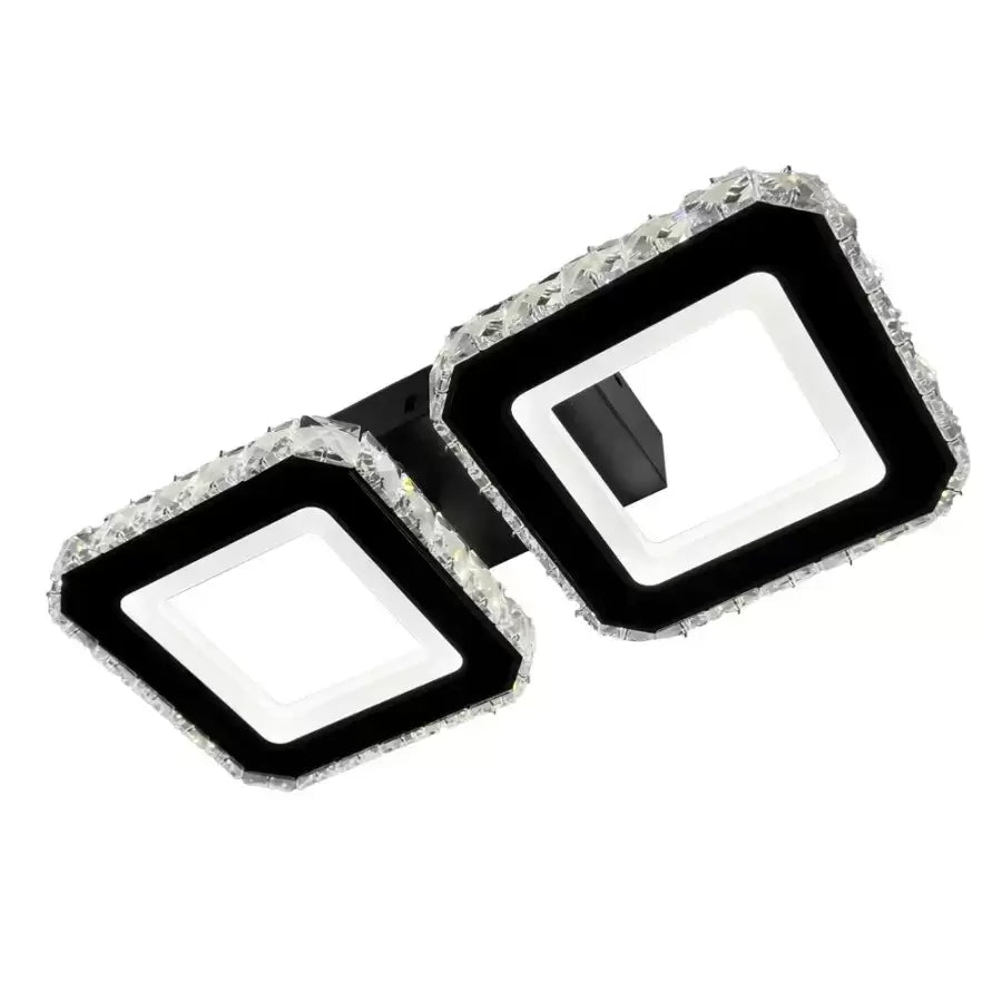 Crystal LED chandelier QUADRIS 41W, 2 Squares, Cold/Warm/Neutral light, Black Crystal LED Chandeliers Default Title Alessandro Design
