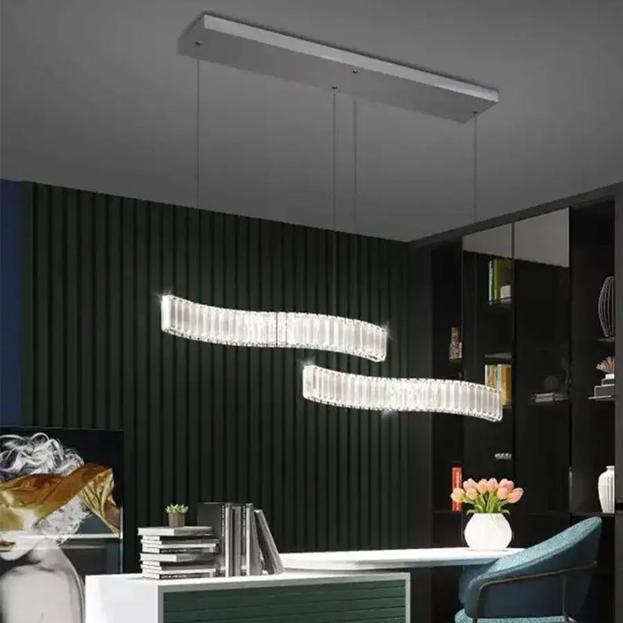 Suspended LED chandelier with remote control and crystal MERVE 24W, Cold/Warm/Neutral light, Dimmable, Shiny Chrome, Height Adjustable Crystal LED Chandeliers Default Title Alessandro Design