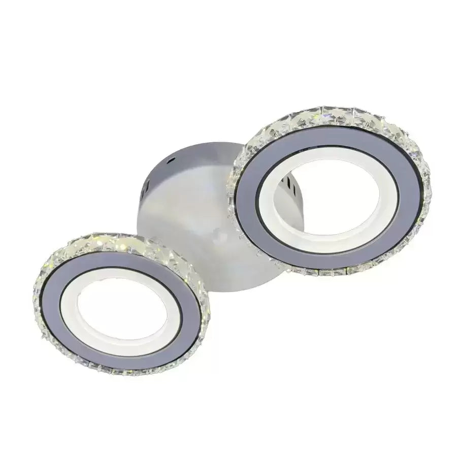LED chandelier with remote control and crystal NOVA ROTONDA 34W, 2 Circles, Cold/Warm/Neutral light, White Crystal LED Chandeliers Default Title Alessandro Design