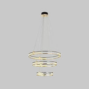 Suspended LED chandelier with remote control and crystal ROGER 150W, 3 Circles, Cold/Warm/Neutral light, Dimmable, Shiny Gold, Height Adjustable Crystal LED Chandeliers Default Title Alessandro Design