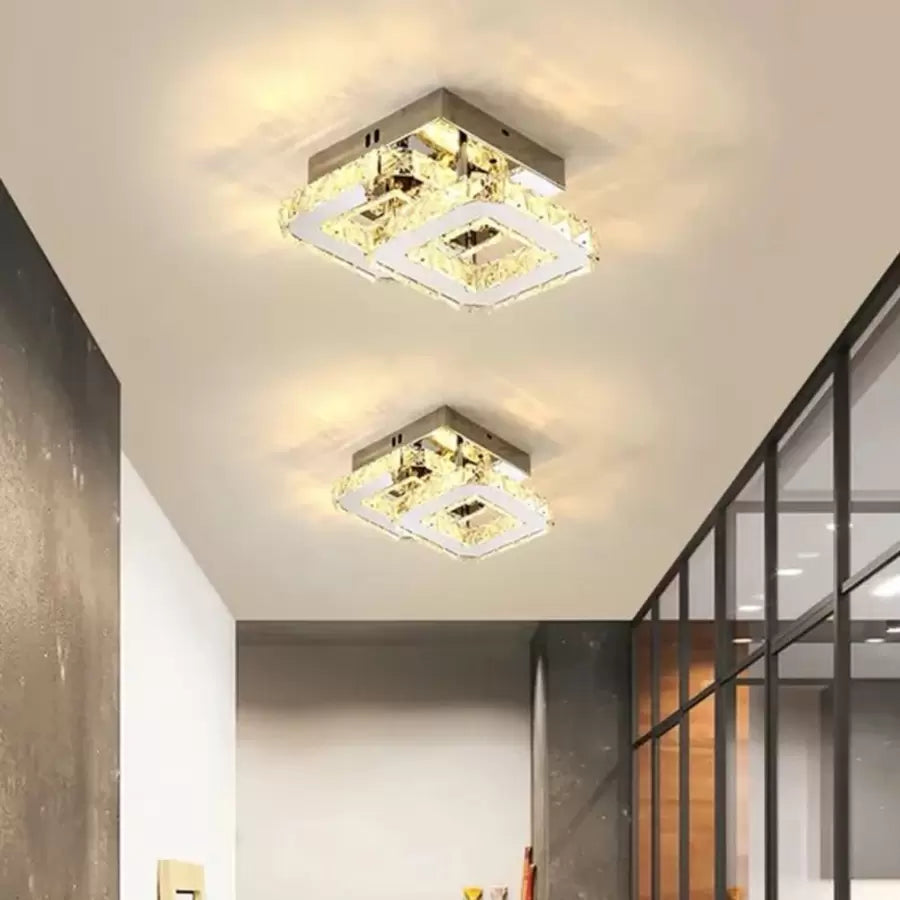 Crystal LED chandelier JEREMIAH 48W, 2 Squares, Cold/Warm/Neutral light, Shiny Chrome LED Chandeliers Default Title Alessandro Design