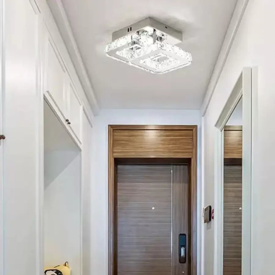 Crystal LED chandelier JEREMIAH 48W, 2 Squares, Cold/Warm/Neutral light, Shiny Chrome LED Chandeliers Default Title Alessandro Design