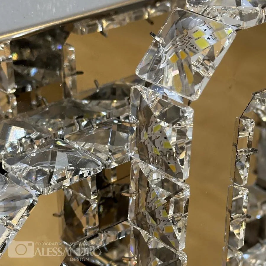 Crystal LED chandelier JEREMIAH 48W, 2 Squares, Cold/Warm/Neutral light, Shiny Chrome LED Chandeliers Default Title Alessandro Design
