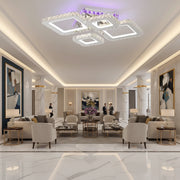LED chandelier with remote control and crystal NOVA RHOMBA RGB 95W, 4 Squares, Cold/Warm/Neutral light, Dimmable, Shiny Chrome LED Chandeliers & Crystals Default Title Alessandro Design