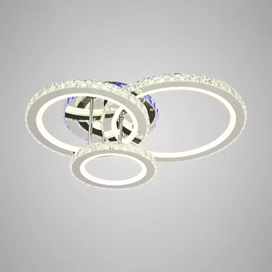LED chandelier with remote control and crystal NOVA ROTONDA RGB 73W, 3 Circles, Cold/Warm/Neutral light, Dimmable, Shiny Chrome LED Chandeliers & Crystals Default Title Alessandro Design