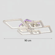 LED chandelier with remote control and crystal NOVA RHOMBA RGB 168W, 6 Squares, Cold/Warm/Neutral light, Dimmable, Shiny Chrome LED Chandeliers & Crystals Default Title Alessandro Design