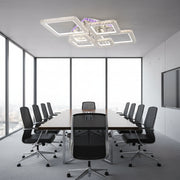 LED chandelier with remote control and crystal NOVA RHOMBA RGB 168W, 6 Squares, Cold/Warm/Neutral light, Dimmable, Shiny Chrome LED Chandeliers & Crystals Default Title Alessandro Design